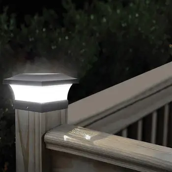 

Solar Pillar Lamp LED Waterproof Gate Yard Light Simple Design Black ABS + PC Housing