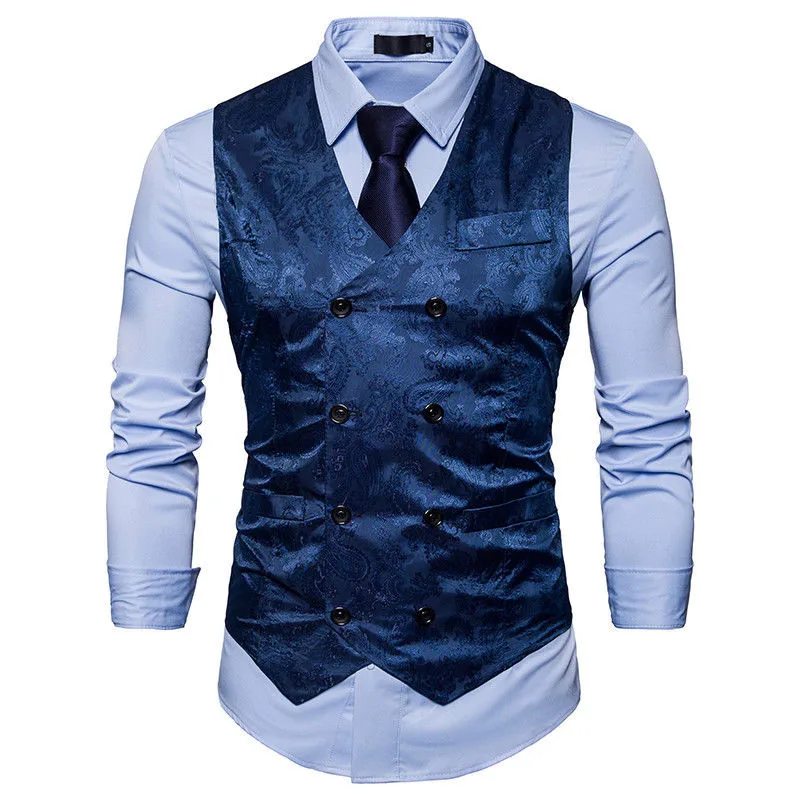 Модный мужской пиджак, костюм, Приталенный жилет, повседневный деловой жилет, жилет