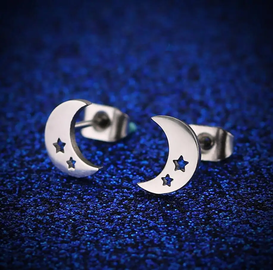 SMJEL kolczyki Cute Stainless Steel Small Earrings for Women Unique Leaf Guitar Tea Glass Stud Earring Piercing Pendients femme