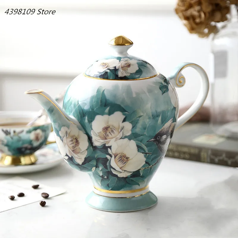 

British Retro Bone China Coffee Pot Chinese Teapot European High-grade Porcelain Teapot Tea Set Afternoon Tea Flower Teapot