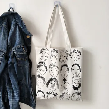 

Canvas Tote Bag Beach Eco Shopping Bag Daily Foldable Shoulder Bag Canvas Tote Printed Art Reusable Female Handle Shopping Bags