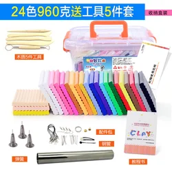 Fimo arcilla polimérica de colores para modelado, arcilla polimérica para modelar, molde artesanal para horno, bloques de plastilina con caja de herramientas