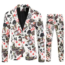 Mens New Fashion Print Blazer Set 2 piece Suits(Blazers + Pants) For Mens Suits Man Slim Fit Print Suits Set