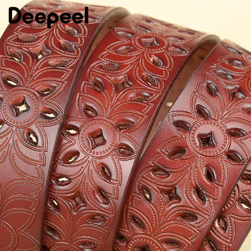 Deepeel 1 шт. 2,8 см* 100-110 см Модный полый ремень из чистого сплава с пряжкой для женщин экстравагантные джинсы двухслойные украшения из воловьей кожи