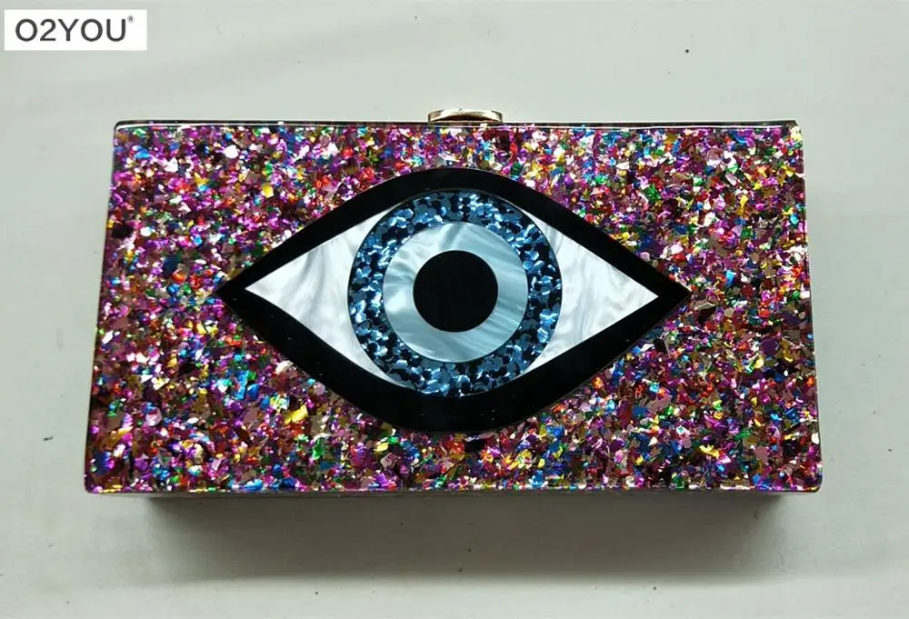 Many Colors Ethnic Evileye Box Clutches Women Brand Fashion Summer Party Girl Lady Acrylic Purse Wallet Handbags drop ship