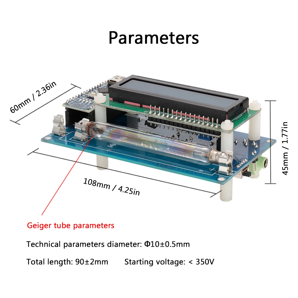 Nuclear Radiation Detector System Module Assembled DIY Geiger Counter Kit For 20mR/h-120mR/h of Gamma Rays Soft Beta Rays
