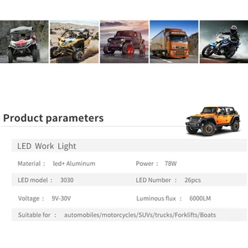 

Dustproof LED Work Light Driving Tractor Lamp Waterproof Shockproof 6000LM