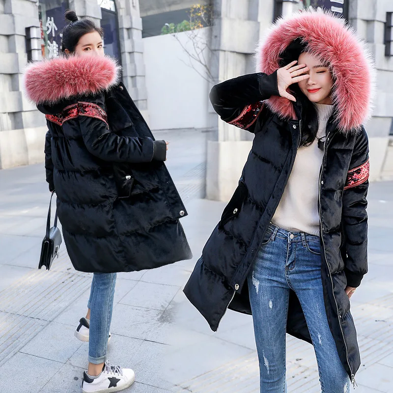

Hooded Solid Color Fashion 2018 Autumn And Winter Simple Cool Mid-length Long Sleeve New Style Pocket Slim Fit Cotton-padded Clo