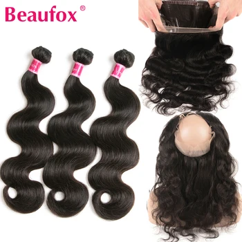 

Beaufox 360 Lace Frontal With Bundles Peruvian Body Wave Bundles With 360 Frontal Remy Human Hair 3 Bundles With Lace Frontal