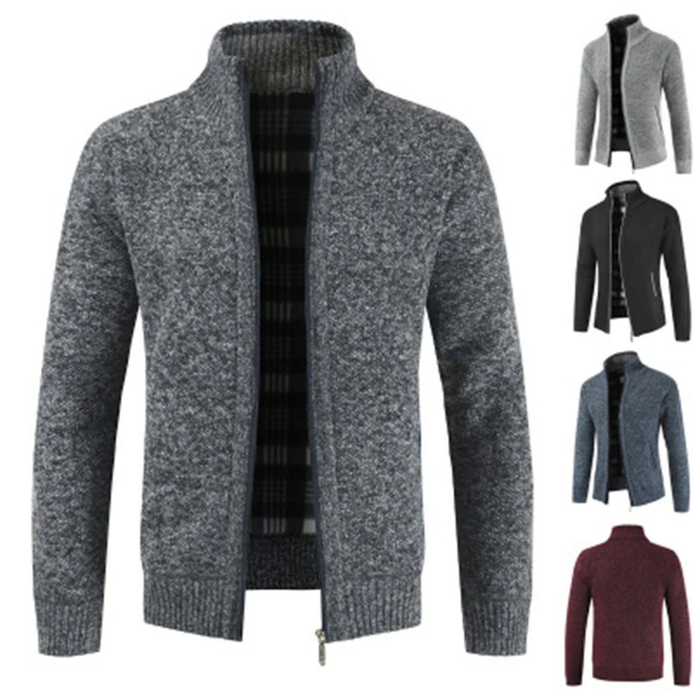 Осень Зима Новая мужская куртка приталенная стоячий воротник куртка на молнии мужская однотонная хлопковая Толстая теплая куртка для мужчин