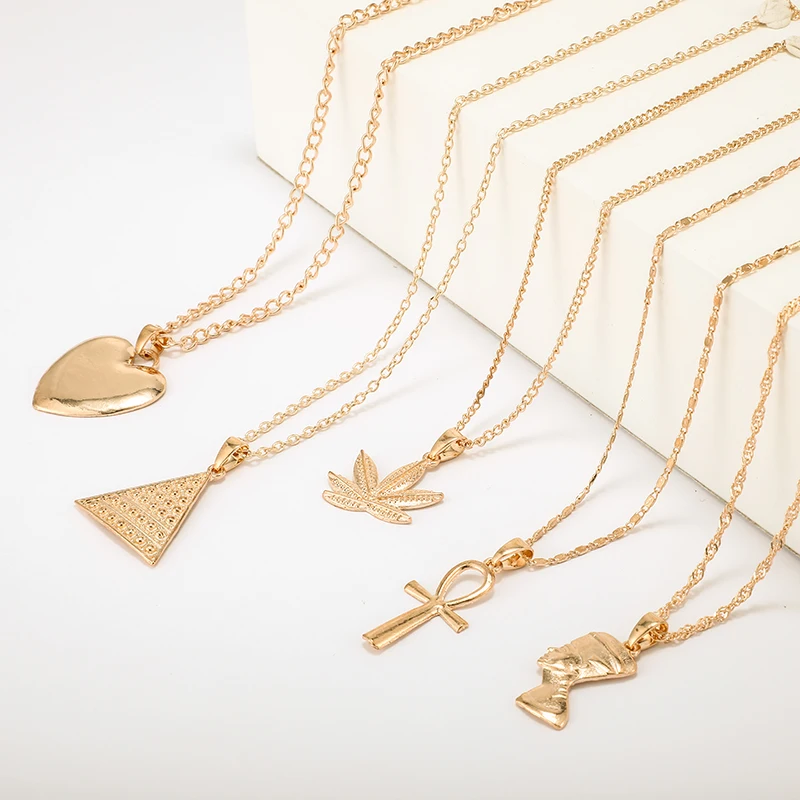 HuaTang модное золотое ожерелье с кулоном в виде сердца с крестом для женщин и девочек, геометрические многослойные цепи, Очаровательное ожерелье, ювелирное изделие, Collar7106