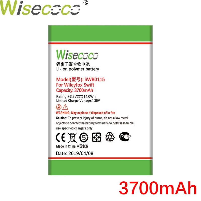 WISECOCO 3700 мАч SWB0115 батарея для мобильного телефона Wileyfox Swift новейшее производство высокое качество батарея+ номер отслеживания