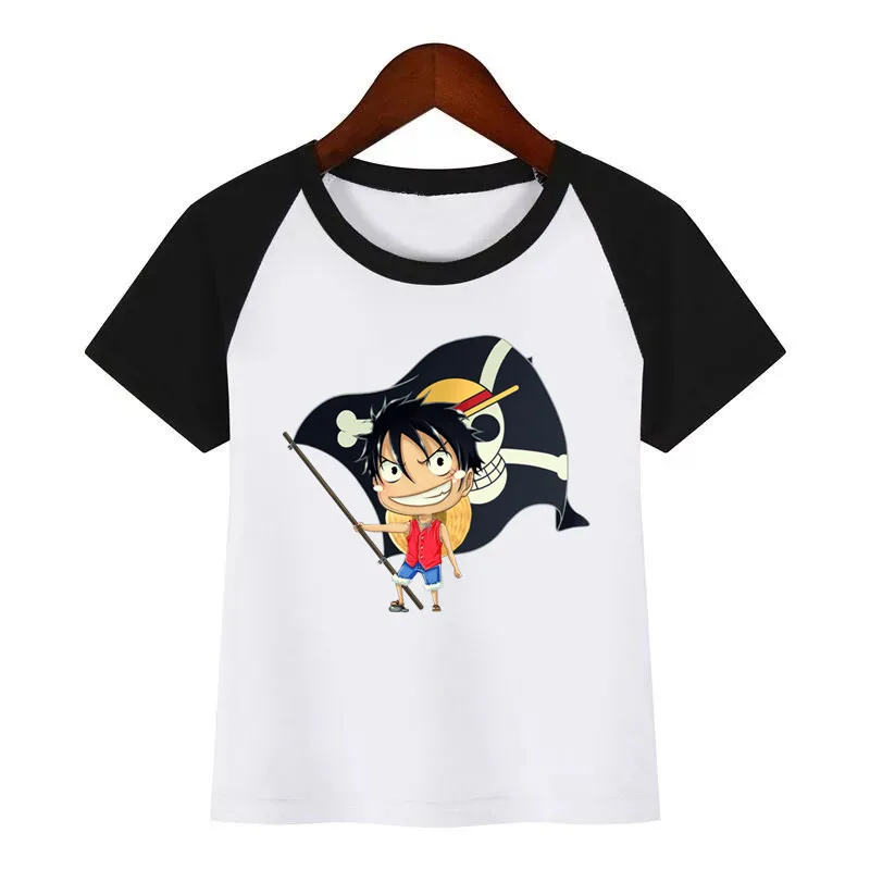Аниме one piece Luffy/футболки с принтом для девочек и мальчиков дышащая Повседневная футболка с круглым вырезом Детская летняя футболка «С Днем Рождения»