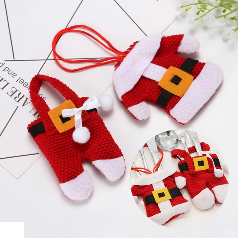 Navidad рождественское Рождество украшения для дома нож вилка столовые приборы набор 3 комплекта Новогодняя Рождественская посуда держатель юбка брюки
