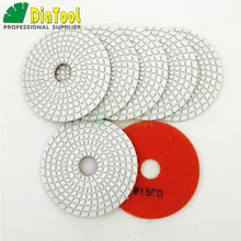 

SHDIATOOL 7pcs 4" diamond wet flexible polishing pads B #1500 100mm White bond sanding disc for granite stone marble