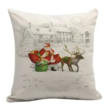 

Merry Christmas Linen Santa Pillow Cushion Cover Cases Sofa Home Decoration almofadas para sofa throw pillows covers