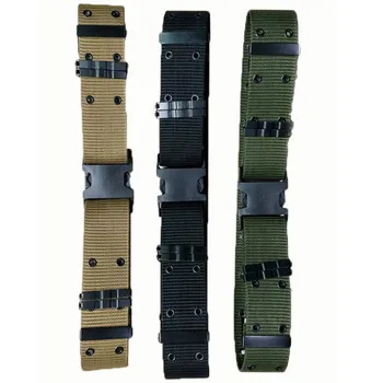 

1pc Tactical Belt Training Belt Outdoor Sport Nylon Belt Survival Airsoft Combat Double Row Hole Military Hunting Waistband New