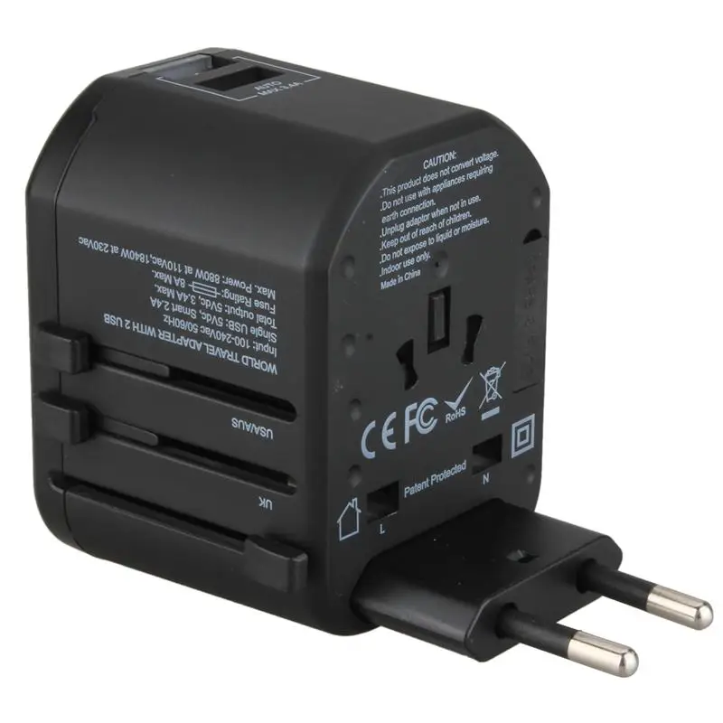 Universal Travel Adapter International Plug Converter Adapter All in one 3.4A 2 USB Worldwide Wall Charger for UK/EU/AU/US Plu#8 Universal Travel Adapter International Plug Converter Adapter All in one 3.4A 2 USB Worldwide Wall Charger for UK/EU/AU/US Plu#8