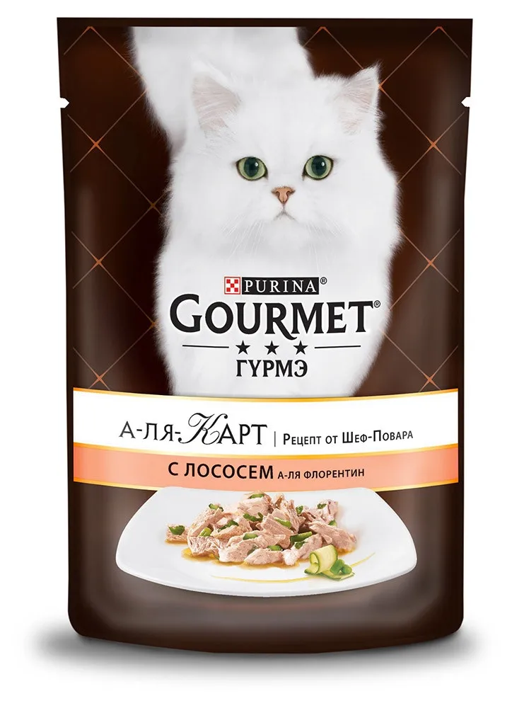 Корм влажный Gourmet A la Carte для кошек с лососем, 85 г(24 шт