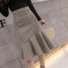 Новинка, Женская юбка с оборками, высокая талия, посылка, ягодицы, чай, порт, вкус, слово, разрезы, хвост, юбки, абрикосовый, черный, 6828