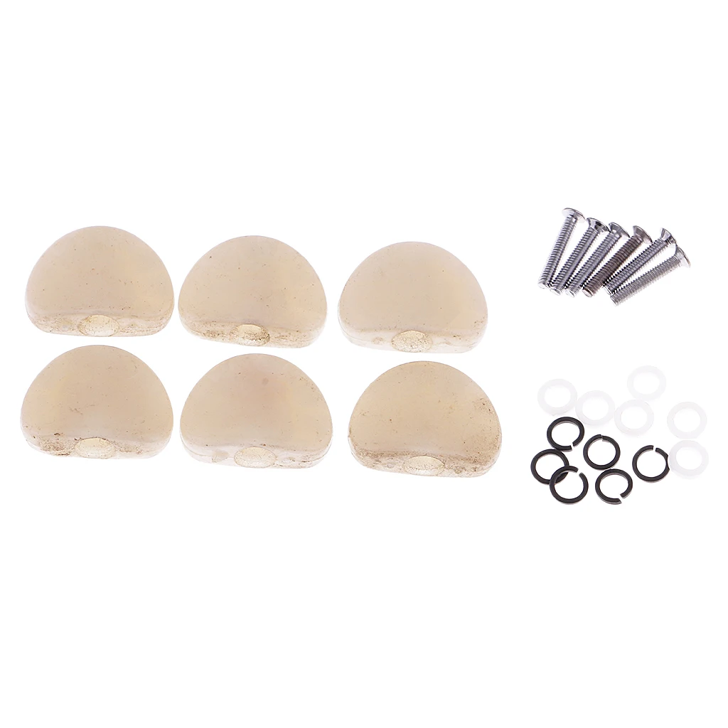 6 Pieces Plastic Electric Guitar Tuning Peg Knobs Tuner Button Cap White