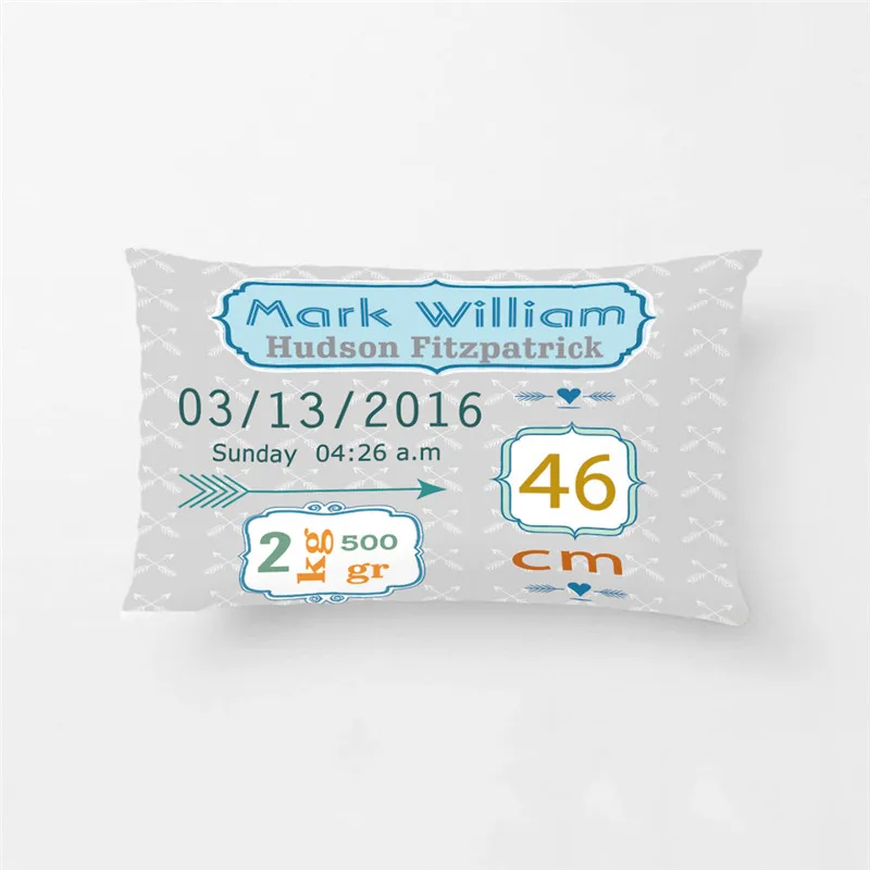 

Custom Child Birth Data Printing Throw Pillow Case Decorative Cushion Cover Pillowcase Customized Gift for Children Room