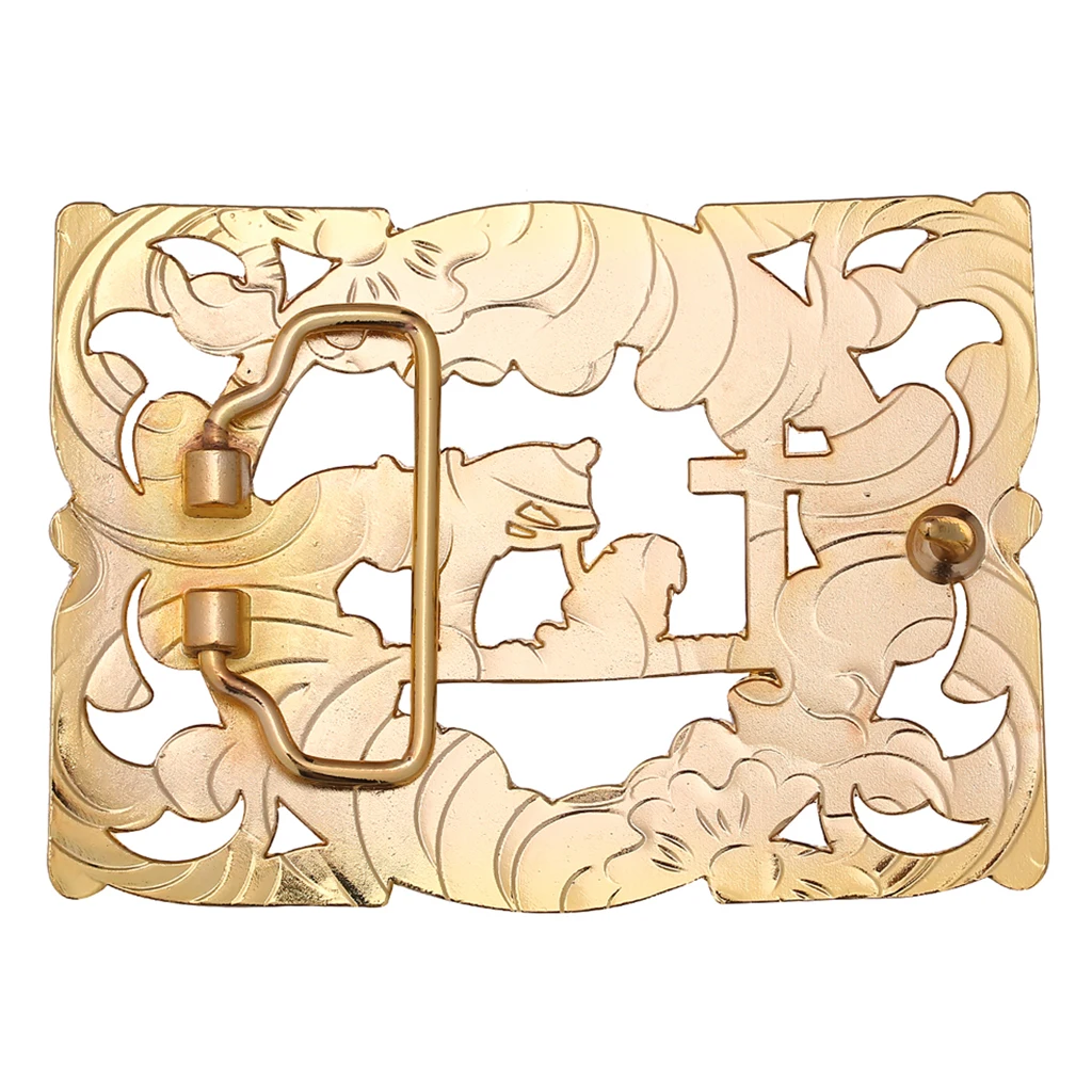 Western Belt Buckle Gold Knight Horse Rodeo Cowboy Large Hip-Hop Metal Belt Replacement Clamp Parts Jewelry for Men and Women