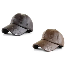 Autumn Winter Cap PU Leather Baseball Cap Casual Men Snapback Hat Adjustable Men's Trucker Cap Outdoor Sports Driving Sun Hat
