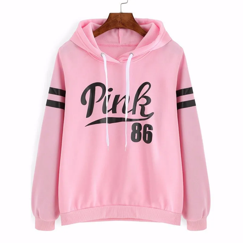 

2019 Fashion Woman Print Hooded Sweatshirt Female Letter Pattern Long Sleeve Soft Plush Top Pullover Black White Women Clothing