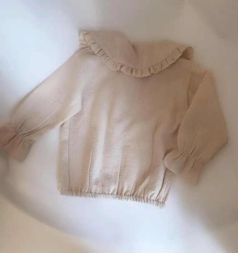 INS/хлопковые рубашки для маленьких девочек; Модный весенний детский джемпер-блузка с оборками; детская одежда в Корейском стиле