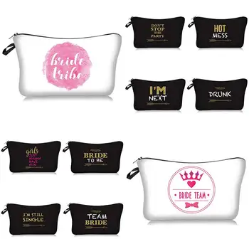 

Team Bride Tribe to be Makeup Bag Bridesmaid Wedding Hen Night Party Gift Letter Print Zipper Cosmetic Bag Fashion Beauty Case