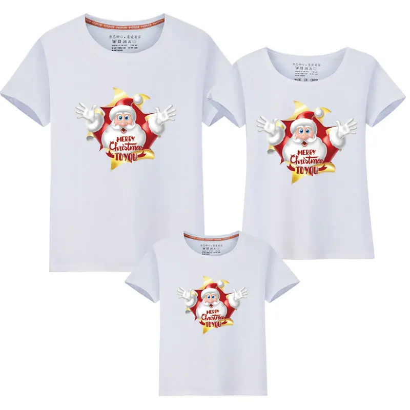 Family Matching T-Shirt Christmas Daddy Mommy Baby Mom Dad Deer Print Short