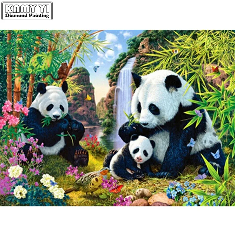 DIY 5D Diamond Embroidery Panda Family Painting Cross Stitch Full Square Drill Rhinestone Decoration | Дом и сад