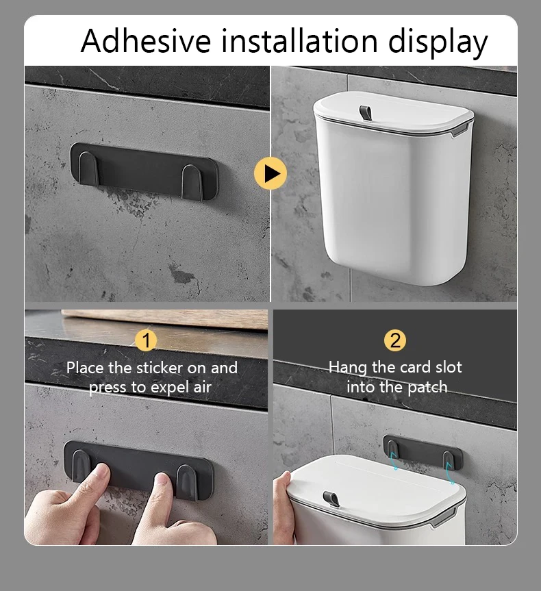 7l/9l Wand mülleimer mit Deckel für Küchen schrank tür, kreativer hängender Papierkorb für Badezimmer Toilette Wohnzimmer – Detail 13