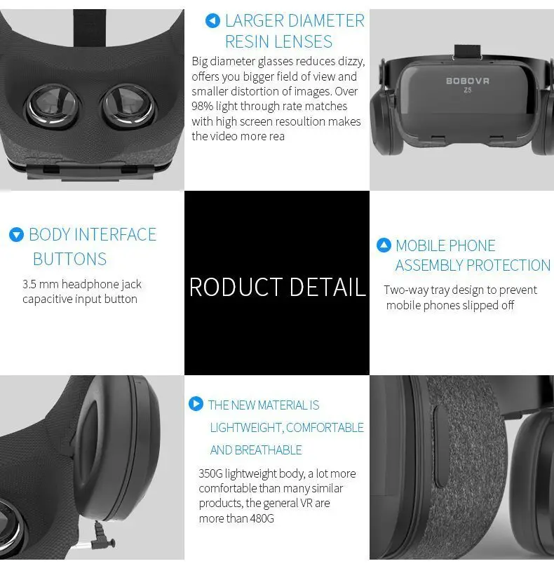 Новейшая гарнитура Bobovr Z5 виртуальной реальности стерео 3d очки Vr картонный шлем 120 Fov для 4,7-6,2 'смартфона