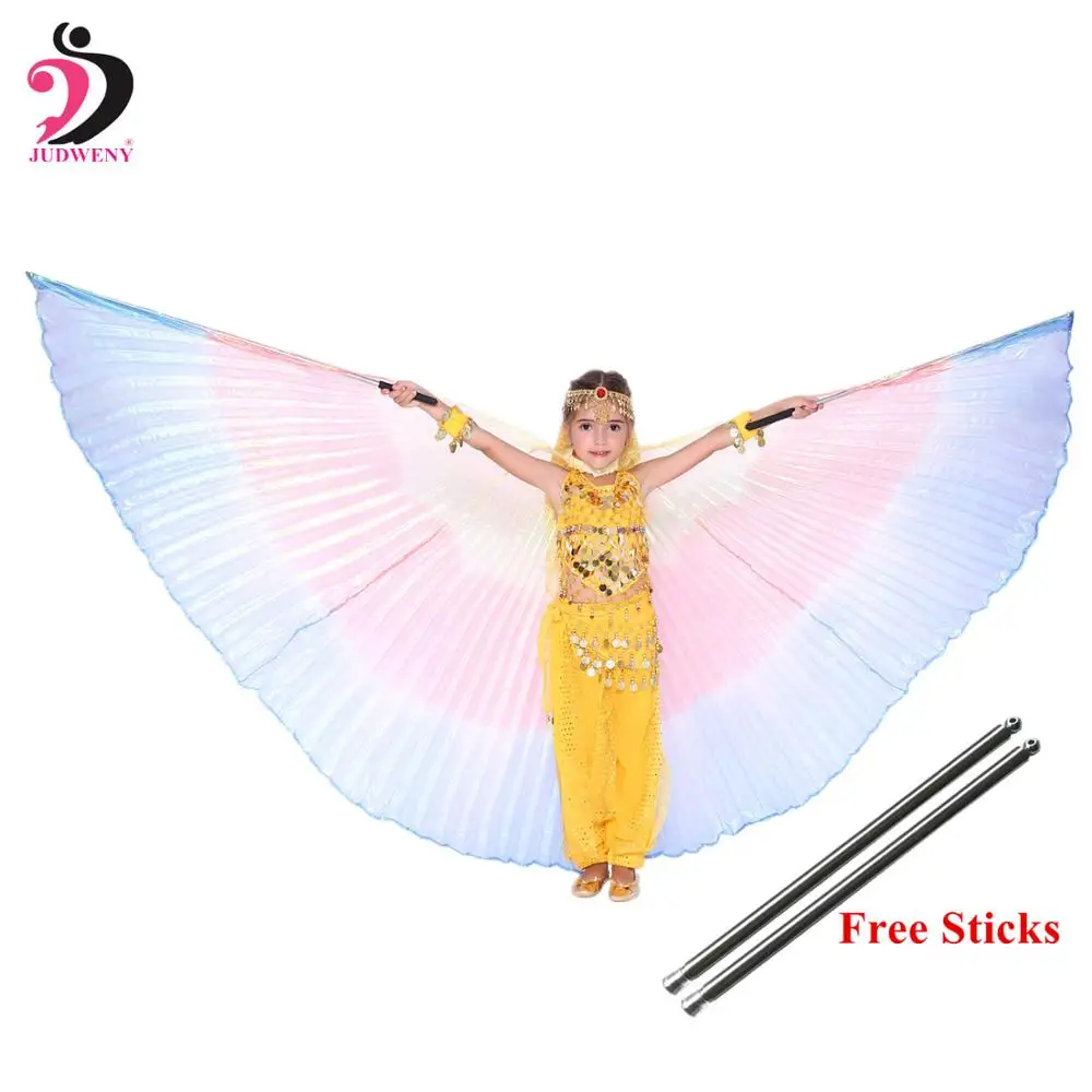 Wings for Kids Крылья для танца живота, палочки, сумка для детей, девочек, взрослых, Одежда для танцев, костюм Isis, цветные крылья бабочки, Восточный дизайн, Радужный цвет - Цвет: Wings for Kids