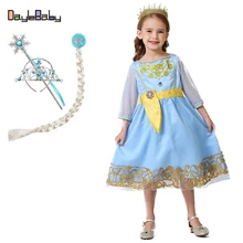 Новинка; платье с цветочным узором для маленьких девочек; Карнавальный Костюм Золушки и Авроры; платье принцессы Эльзы; Повседневное платье с длинными рукавами; роскошная кружевная одежда