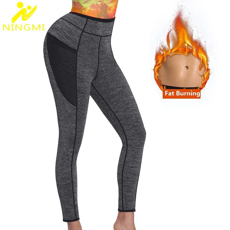 

NINGMI Slimming Pant Women Shapewear Neoprene Sauna Sweat Slimming Legging Body Shaper Waist Trainer Fitness Tights with Pocket