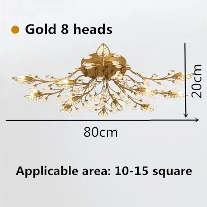 Gold 8 head Товар, модная люстра светодиодный хрустальный светильник, современные лампы для гостиной, светодиодный светильник, люстра - Цвет абажура: Gold 8 head