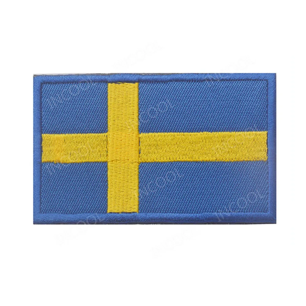Европа, Швеция, Норвегия, Дания, исландский финский Флаг Швейцарии, вышитые нашивки для поддержания боевого духа, нашивки с вышитыми значками, флаг - Цвет: Sweden Blue