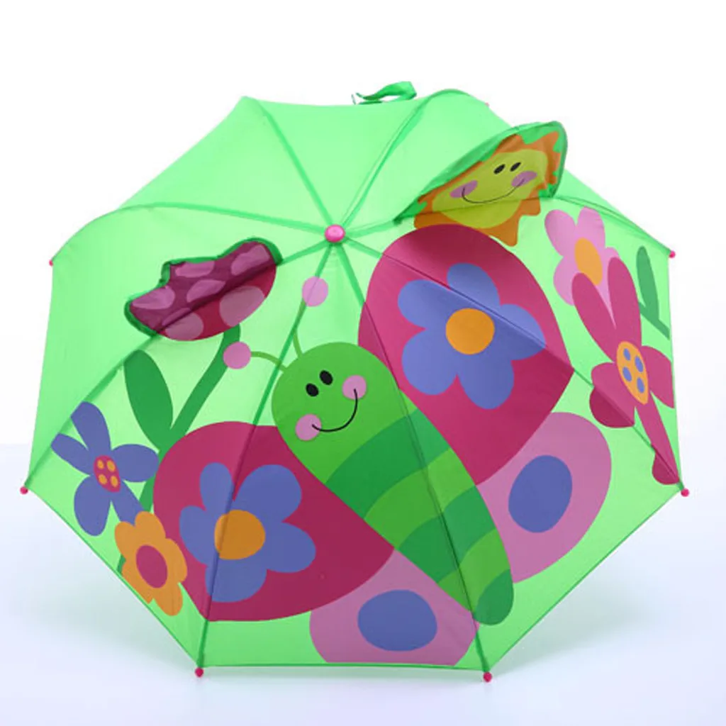 Детский чехол, зонтик для защиты от солнца, УФ-защита от ветра, складной зонт с 3D рисунком, защищающий от дождя и дождя, Ветрозащитный зонтик