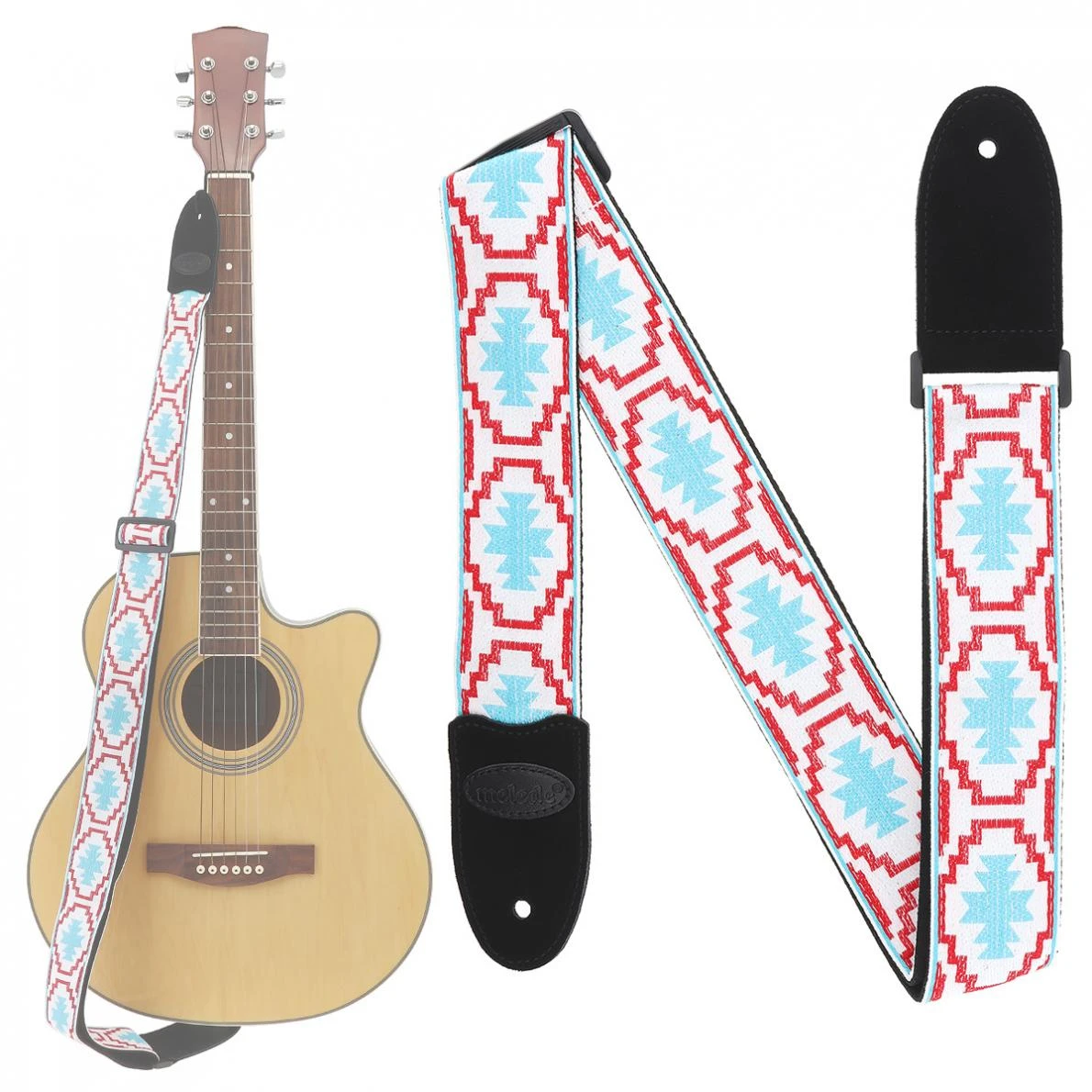 37 Acoustic Electric Guitar - Jacquard Weave Double Fabric Guitar Strap Genuine Leather Cow Suede Ends With For Acoustic Electric Guitar Bass Guitar Parts Accessories Aliexpress