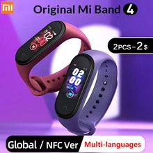 Умный Браслет OriginalXiao mi Band 4 на английском, испанском и русском языках, 3 цвета, AMOLED экран, mi band 4, Smartband, fitness Traker
