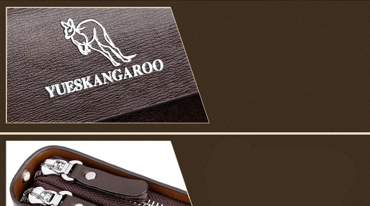 YUESKANGAROO, мужской клатч, модный кожаный Длинный кошелек, двойная молния, деловой кошелек, черный, коричневый, мужской, Повседневный, удобный, сумки