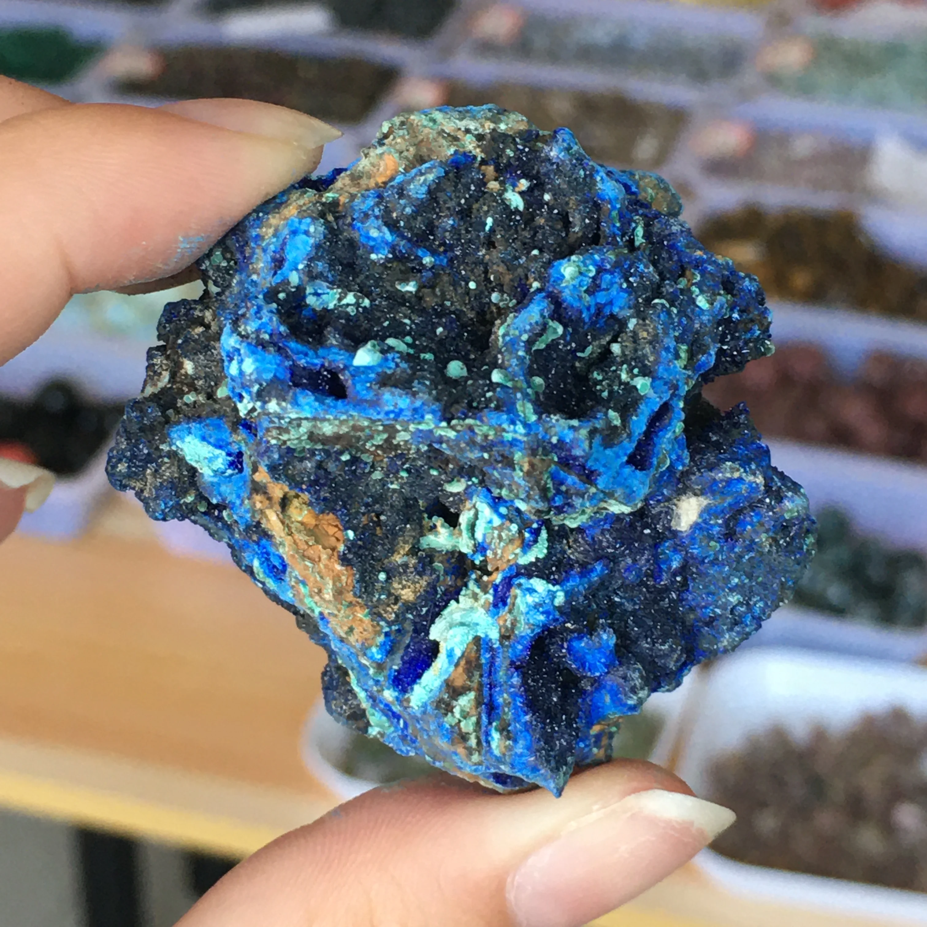 Blau Azurit Natürliche Malachit Geode Kristall Mineral Reiki Heilung Rohstein 