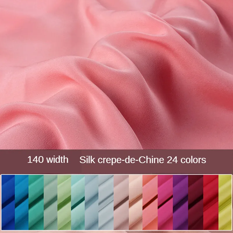 100% silk crepe de chine fabric for dress shirt pajamas wide leg pants solid color 140cm wide 16mm