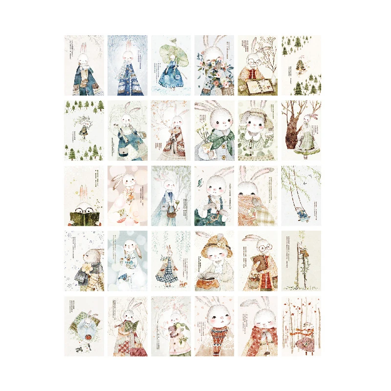  6packs Kawaii Rabbit Wedding Party Invitation Greeting Card Postcard Birthday Letter Paper Forest P - 4.0006E+12