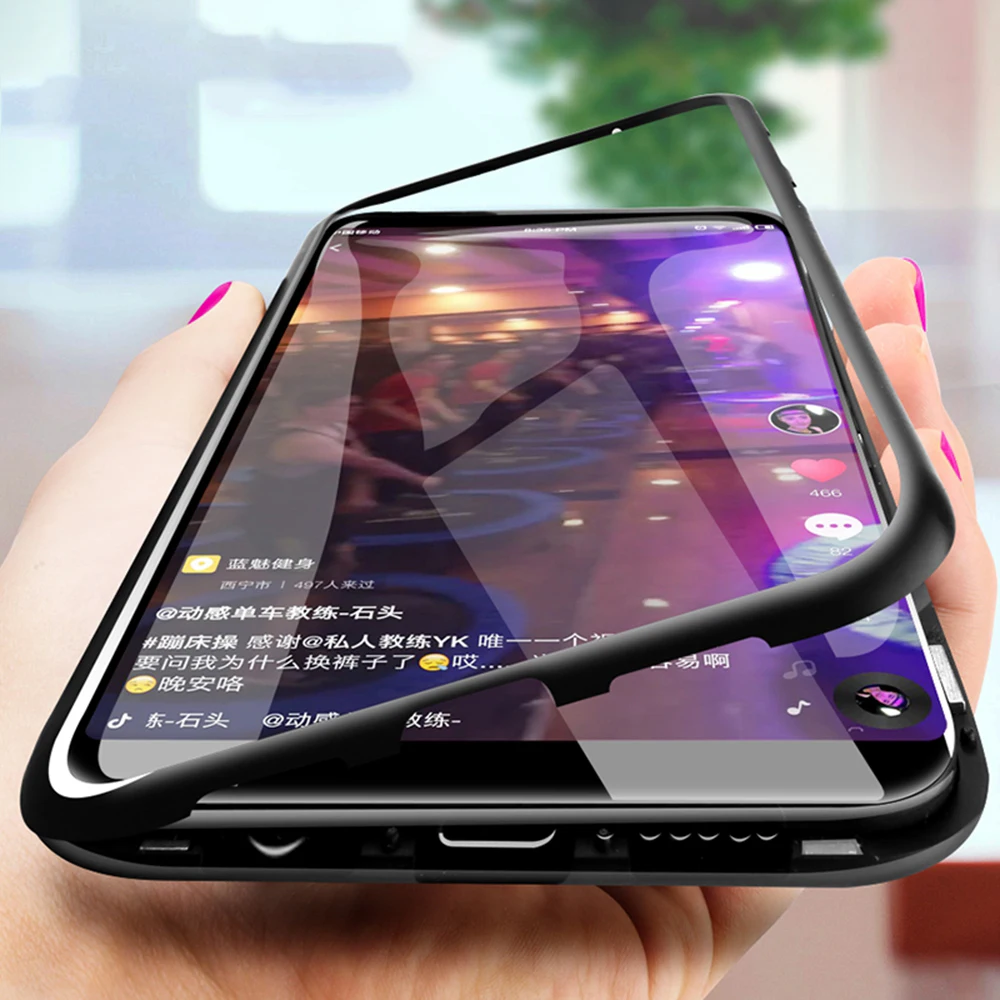 Magnetic Adsorption Metal Case For Samsung Galaxy S9 S8 Plus S7 Edge Tempered Glass Back Magnet Cover Note 8 9 Cases | Мобильные
