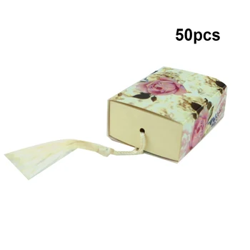 

50pcs/lot Vintage Flower Candy Box Drawer Design Favor Tassel Gift Box Favor Paper Candy Box Wedding Party Gift