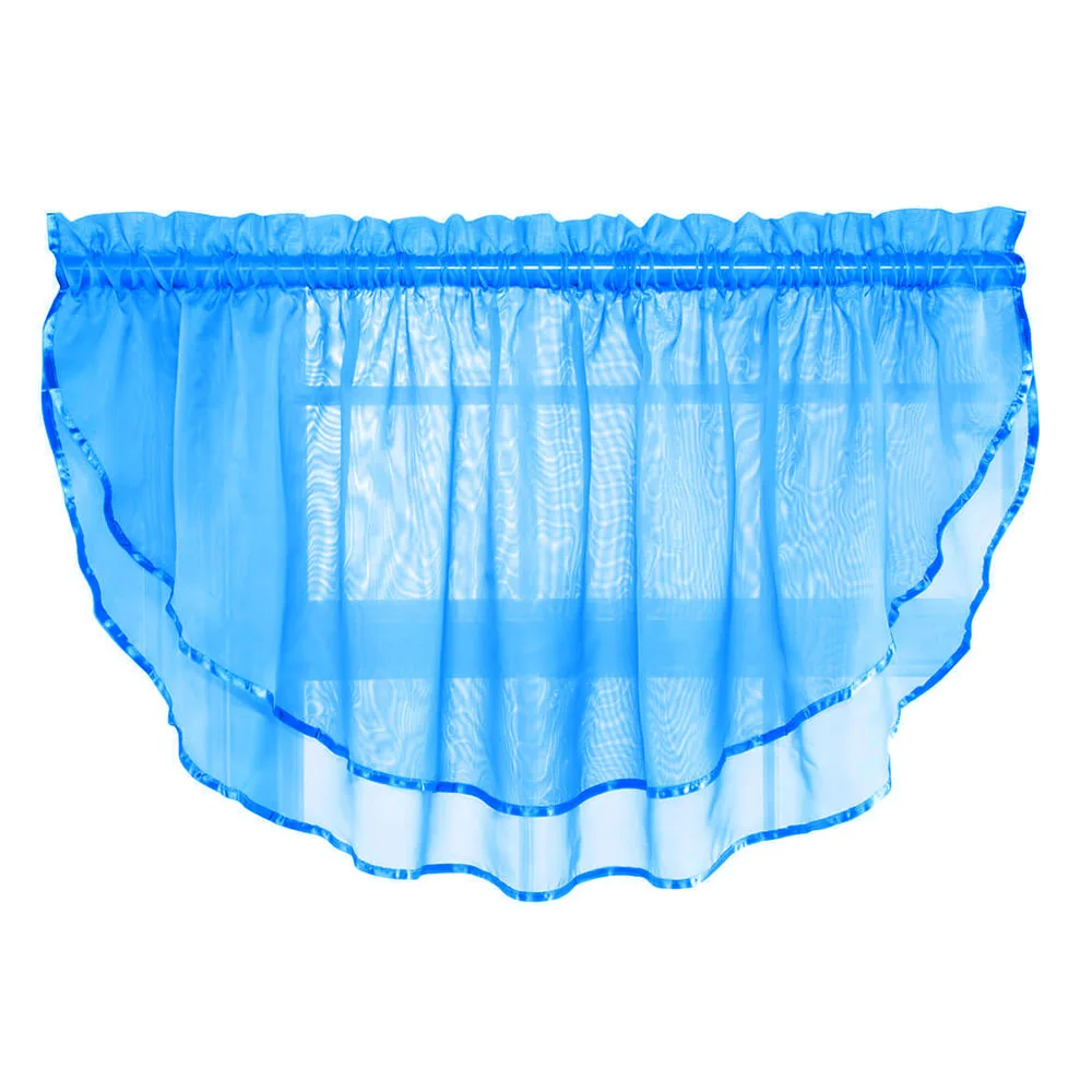 Прозрачная Короткая занавеска valance s для кухни однотонная зубчатая подзорная штанга карманная вуаль занавеска Tier для половинных окон ванная комната M1093 - Цвет: Blue